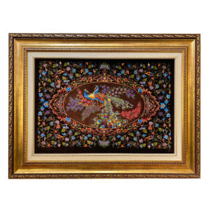 Hand-Knotted Persian Pictorial Rug from Qom Depicting Peafowls