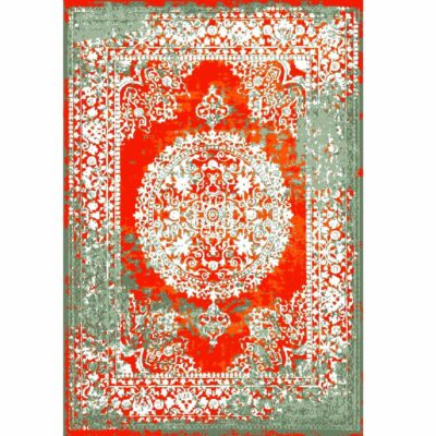Tapis persan avec soie noué à la main à Tabriz Lachak Toranj orange