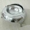 Serveur à caviar persan en laiton avec couvercle à rouleau et pied en argent