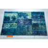 Tapis Persan Patchwork Noué à la Main Bleu