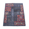 Tapis Persan Vintage Patchwork Noué à la Main Bleu Marine