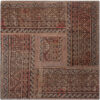 Tapis Persan Vintage Patchwork Noué à la Main Carré Marron