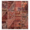 Tapis Persan Vintage Patchwork Noué à la Main Géométrique Rouge Brique