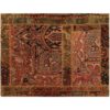 Tapis Persan Vintage Patchwork Noué à la Main Rouge Brique