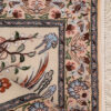 Tapis persan en soie noué à la main à Ispahan cerf & oiseaux crème
