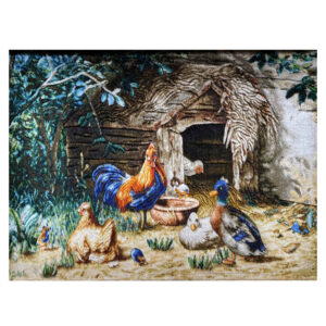 Hand-Knotted Persian Pictorial Rug from Tabriz Depicting Chickens & Ducks