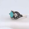 Bague en Argent Persan Faite Main Plaqué Rhodium pour Femme avec Turquoise de Neyshabur