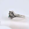 Bague en Argent Persan Faite Main Plaqué Rhodium pour Femme avec Turquoise de Neyshabur