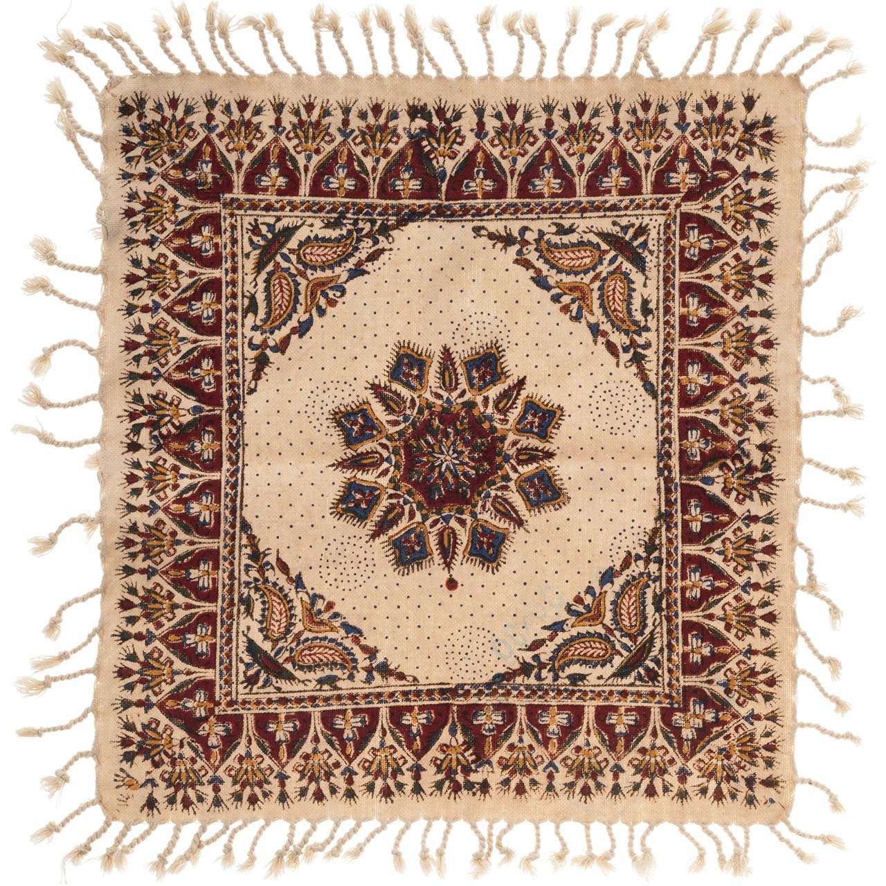 Nappe Persane : Imprimée au Bloc Traditionnel Kalamkari d'Ispahan - Modèle Doris