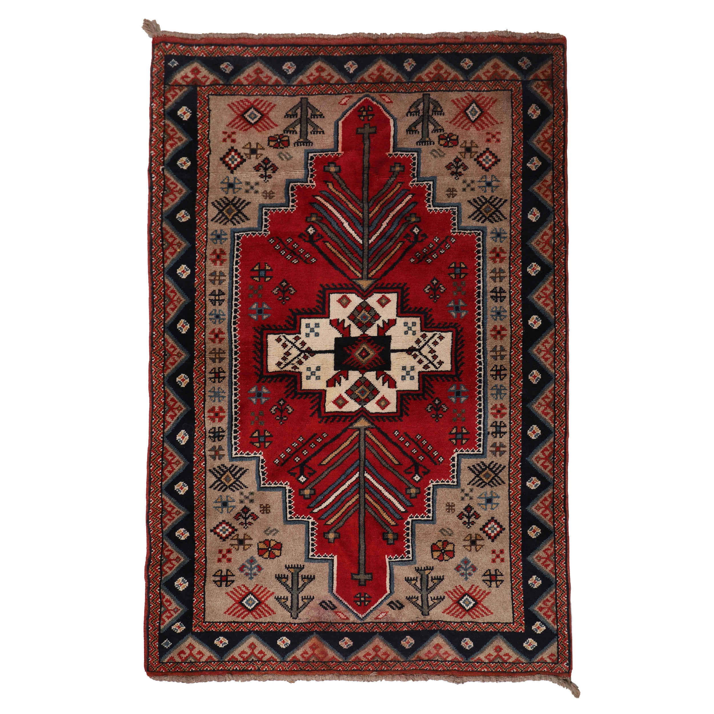 Tapis persan en laine noué à la main à Khorasan Iliati rouge