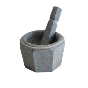 Set Mortier et Pilon en Pierre Fabriqué à la Main pour Broyer le Safran et les Épices