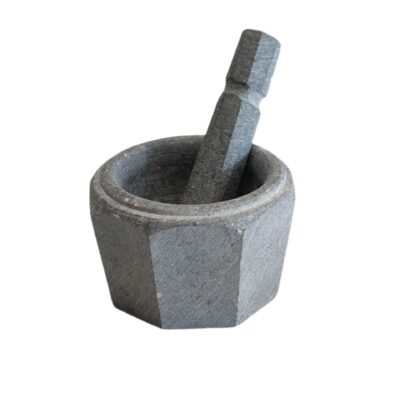 Set Mortier et Pilon en Pierre Fabriqué à la Main pour Broyer le Safran et les Épices