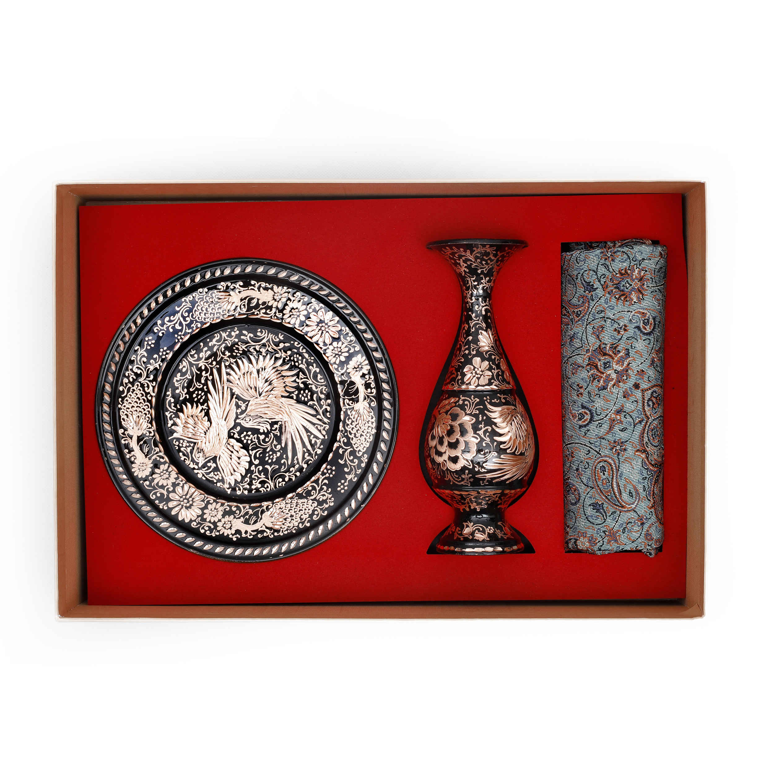 Coffret Cadeau – Assiette & Vase Gravé en Cuivre