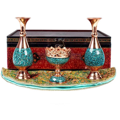 Coffret Cadeau – Vases & Coupe à Fruits en Incrustation de Turquoise