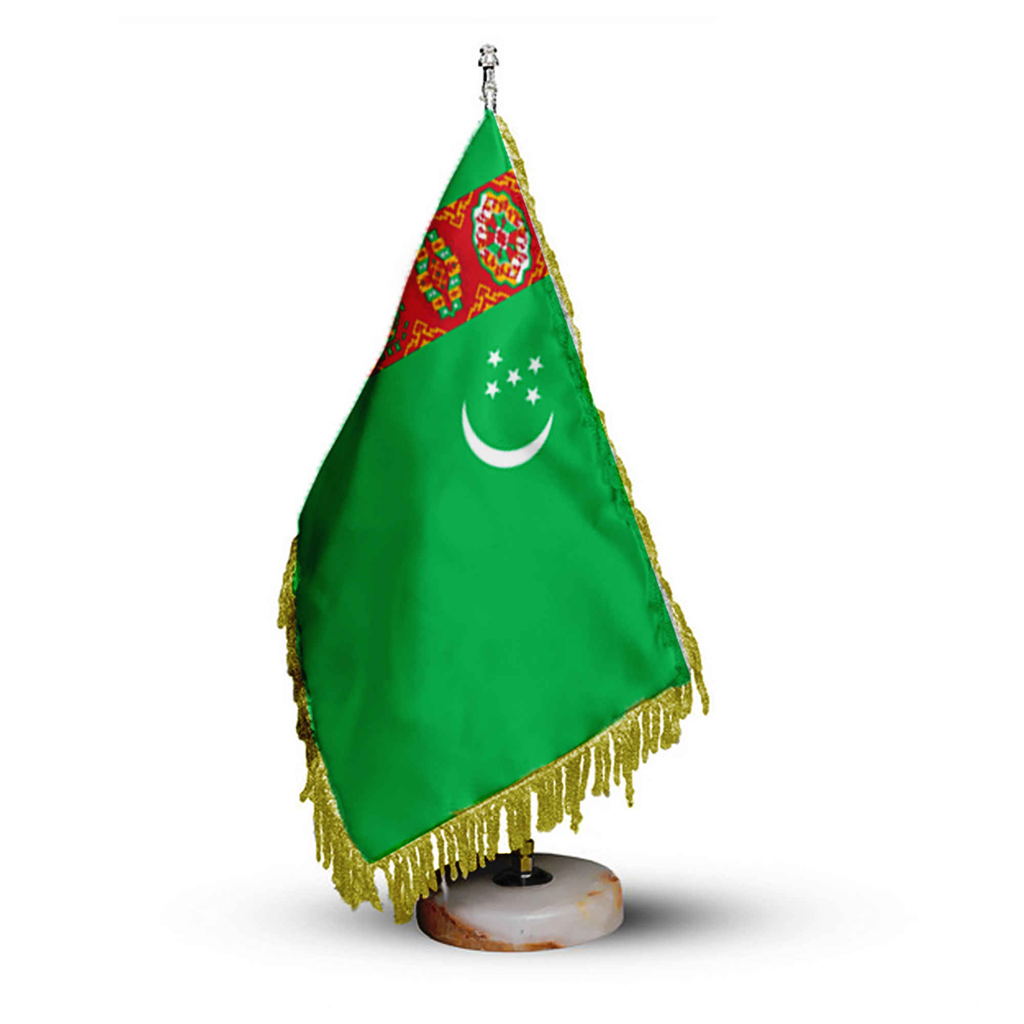 Drapeau de Table du Turkménistan avec Base en Pierre