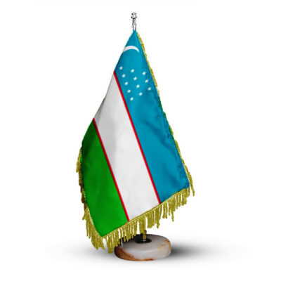 Drapeau de Table de l’Ouzbékistan avec Base en Pierre