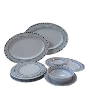 Service de table blanc en mélamine pour 6 personnes Incassable