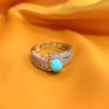 Bague en Argent Persan Faite Main pour Femme avec Turquoise de Neyshabur