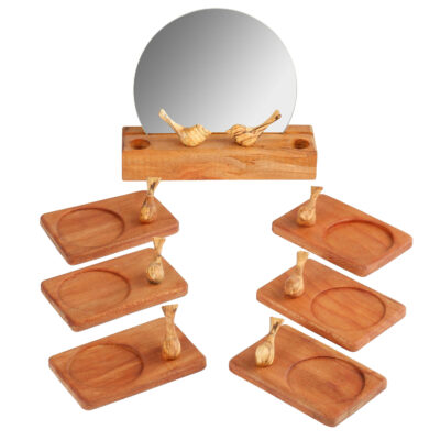 Ensemble Haft-Seen en bois pour Norouz – Motif oiseau rond