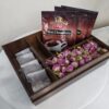Boîte organisatrice en bois pour sachets de thé 4 compartiments avec sous-verres