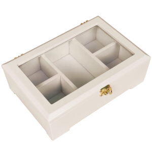 Boîte organisatrice en bois pour sachets de thé avec fenêtre transparente
