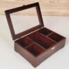 Boîte organisatrice en bois pour sachets de thé avec fenêtre transparente