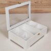 Boîte organisatrice en bois pour sachets de thé avec fenêtre transparente
