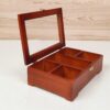 Boîte organisatrice en bois pour sachets de thé avec fenêtre transparente