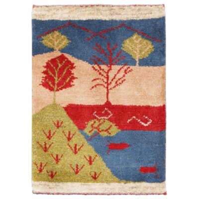 Tapis Gabbeh en laine persane véritablement tissé à la main en Shiraz motifs d’arbre