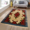 Tapis persan authentique en laine noué à la main à Shiraz crème floral
