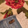 Tapis persan authentique en laine noué à la main à Shiraz crème floral