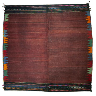 Tapis Kilim en coton persane véritablement tissé à la main à Kerman cramoisi