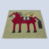 Tapis Kilim en laine persane véritablement tissé à la main en Fars cheval & oiseau vert clair