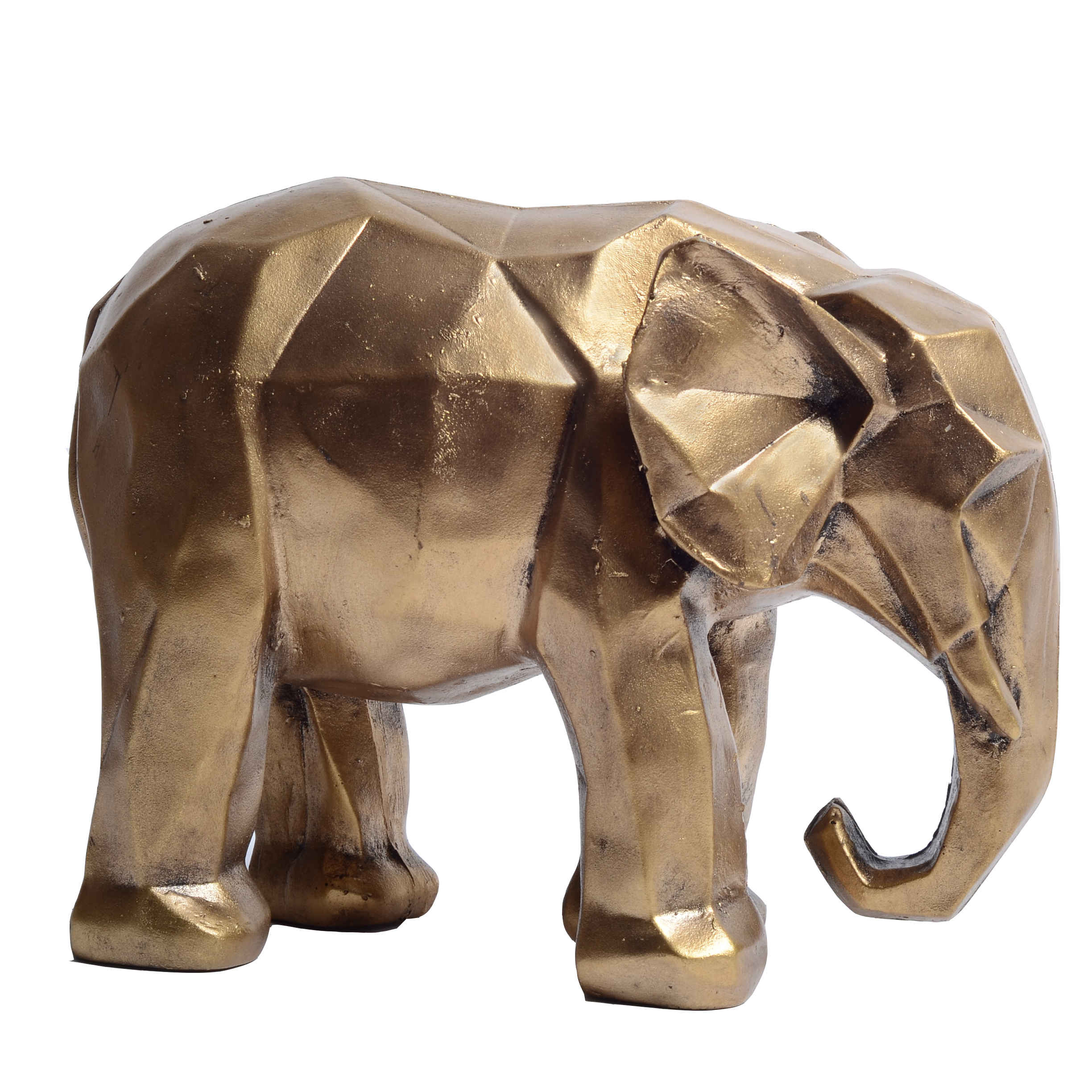 Figurine géométrique de lion cubisme doré - Sculpture artistique