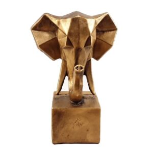Figurine géométrique de rhinocéros cubisme doré – Point focal artistique