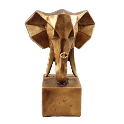 Figurine géométrique de rhinocéros cubisme doré – Point focal artistique