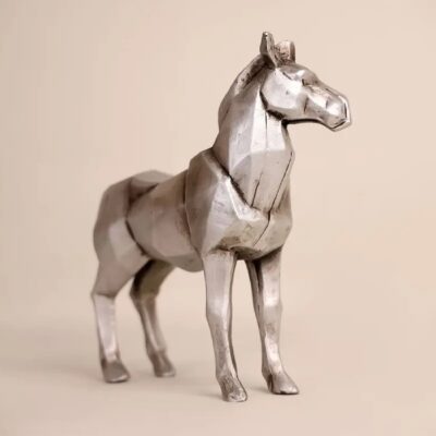 Ensemble de figurines géométriques de cerf cubisme noir 2 pièces – Accent décoratif