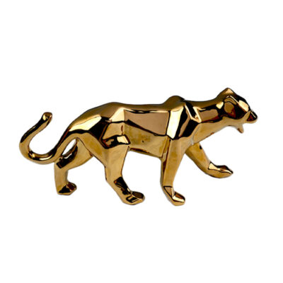 Figurine géométrique de tigre cubisme doré – Figure cubiste moderne