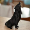 Figurine géométrique de loup cubisme noir - Sculpture artistique