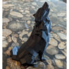 Figurine géométrique de loup cubisme noir - Sculpture artistique