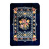 Couverture Golbaft Persane pour Lit Simple Motif Floral Bleu Marine