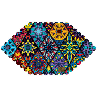 Nappe en Velours Hexagonale Élégance Persane avec Design Géométrique