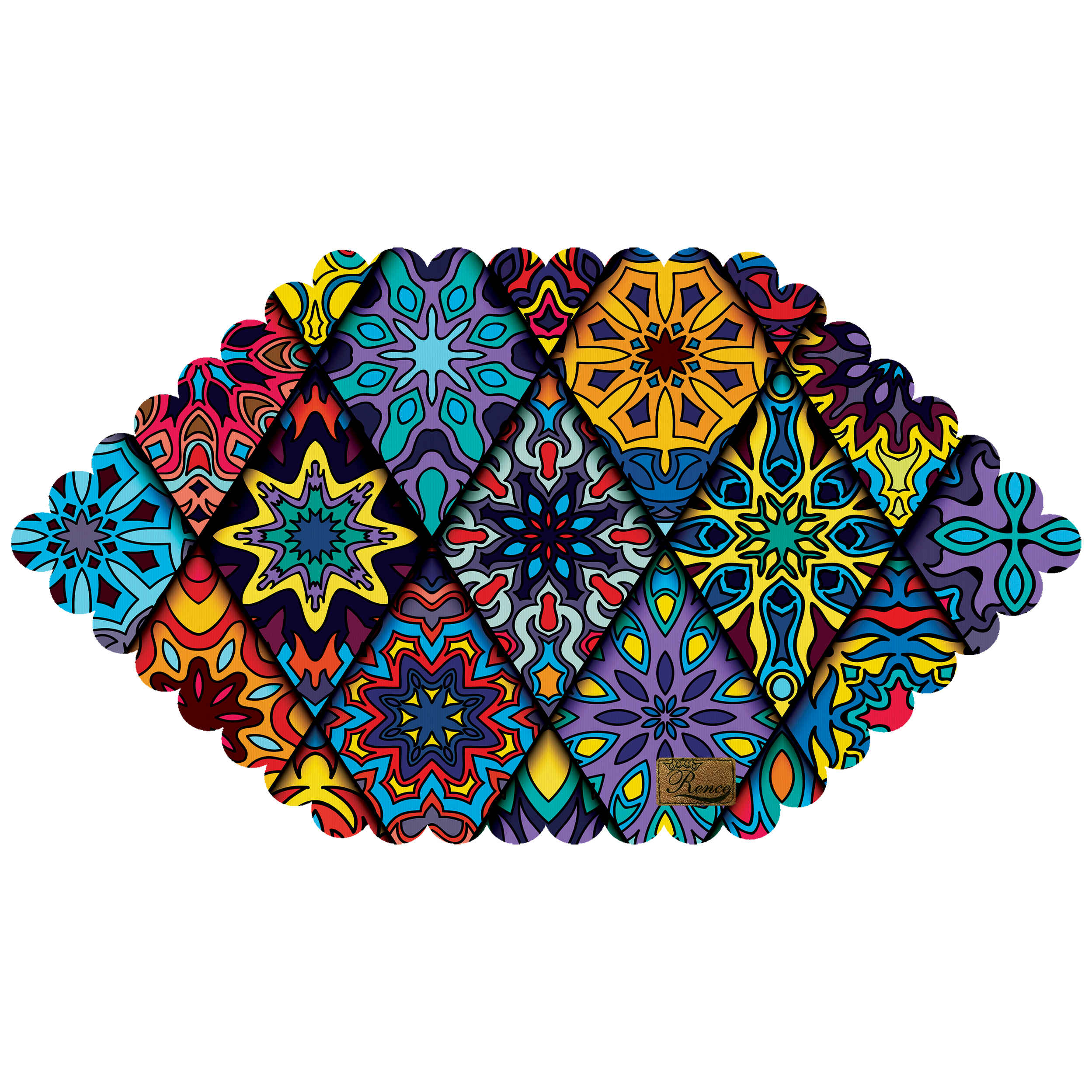 Nappe en Velours Hexagonale Élégance Persane avec Design Géométrique