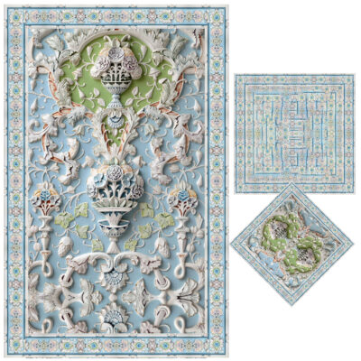 Tapis de prière islamique Sajadah Traditionnel Bleu Clair