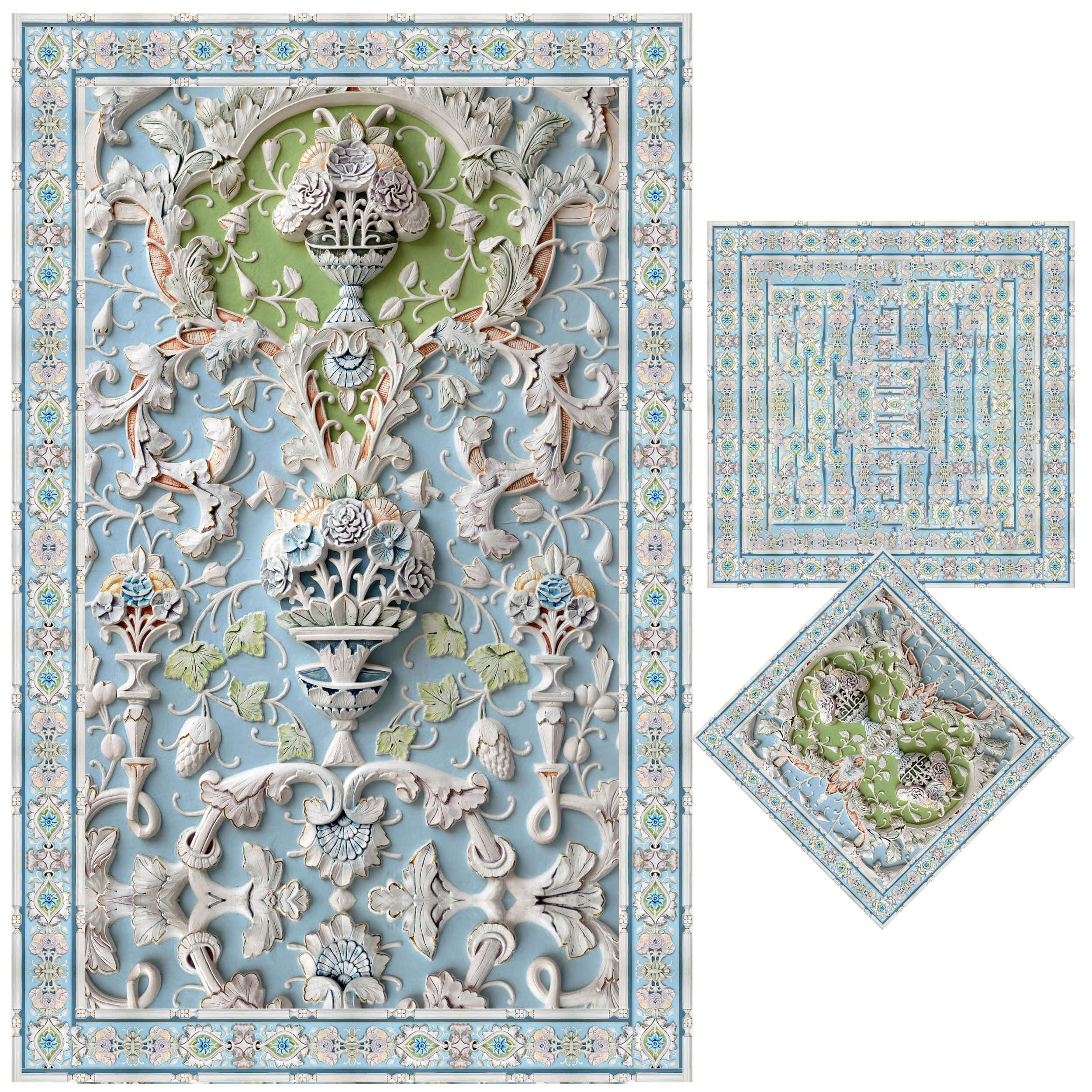 Tapis de prière islamique Sajadah Traditionnel Bleu Clair