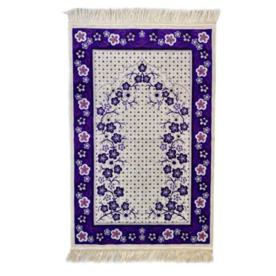 Tapis de prière islamique rembourré Janamaz avec bordure florale violet