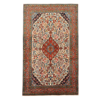 Tapis persan avec laine noué à la main original à Malayer floral rouge