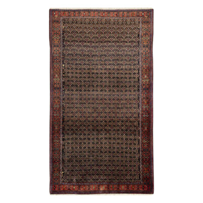 Tapis persan avec laine original noué à la main à Kurdistan Herati marron