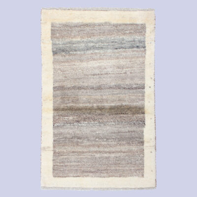 Tapis Gabbeh en laine persane véritablement tissé à la main bordé brun