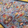 Tapis de Couloir Kilim Persan en Laine Authentique Tissé à la Main à Sanandaj Bleu